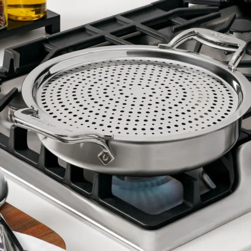 Best 4-Quart sauteuse with Splatter Guard / D5 Brushed Stainless Versatility Saute Pans | Strain & Splatter Guards