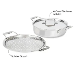 Best 4-Quart sauteuse with Splatter Guard / D5 Brushed Stainless Versatility Saute Pans | Strain & Splatter Guards