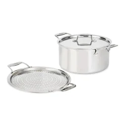 New 8-Quart Stockpot with Splatter Guard / D5 Brushed Stainless Masterpiece Soups & Stockpots | Strain & Splatter Guards