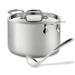 Hot Soup Pot and Ladle Set / 4-Quart Stainless Steel Cooking Essentials Soups & Stockpots