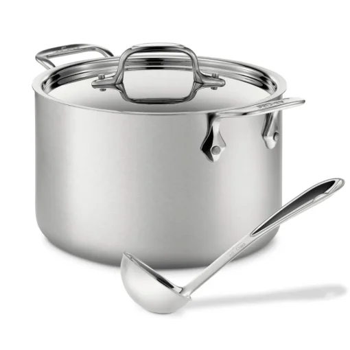 Hot Soup Pot and Ladle Set / 4-Quart Stainless Steel Cooking Essentials Soups & Stockpots