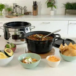 Outlet Stainless Steel 6-in-1 Digital Slow Cooker with Enameled Cast Iron Pot; 5 quart Dutch Ovens | Kitchen Electrics
