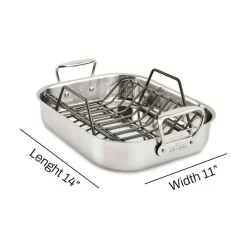 Hot 11 x 14-Inch Stainless Steel Small Roaster With Rack I Roasters | Specialty Cookware